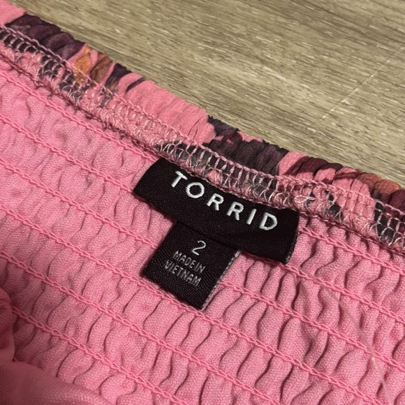 Torrid Dress Women's 2X PINK Mini Clip Floral Square Neck Tiered $85 NEW - Picture 9 of 10
